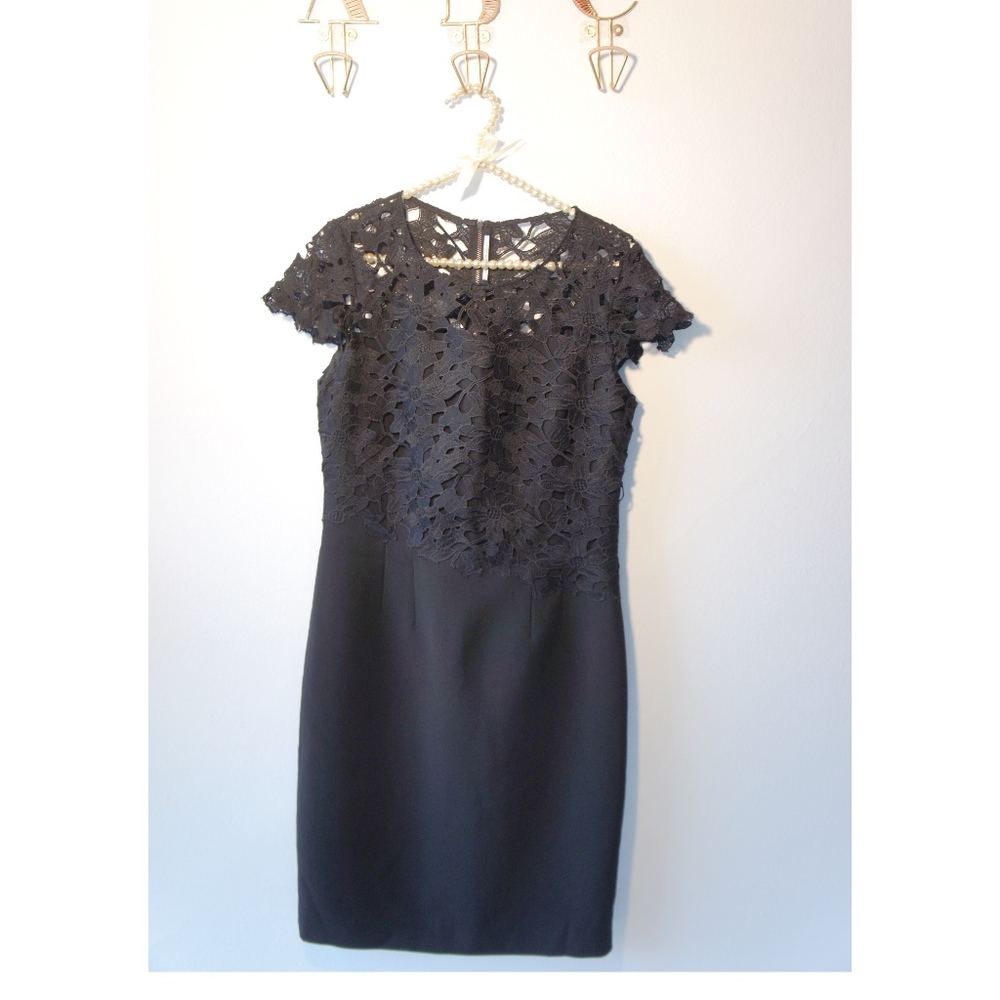 Elie Tahari Guipure Lace Black Dress